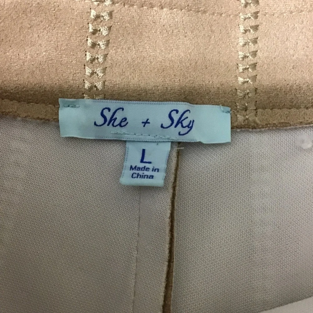 She + Sky Tan Faux‎ Suede High Waisted Shorts L